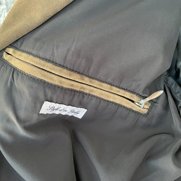 Aigner Men Jacket Brown Cotton Winter Coat Style in Italy Front Zipper Size 56 - Picture 10 of 11